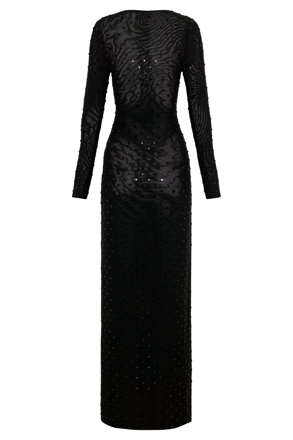Acadia Diamante Long Sleeve Maxi Dress - Black