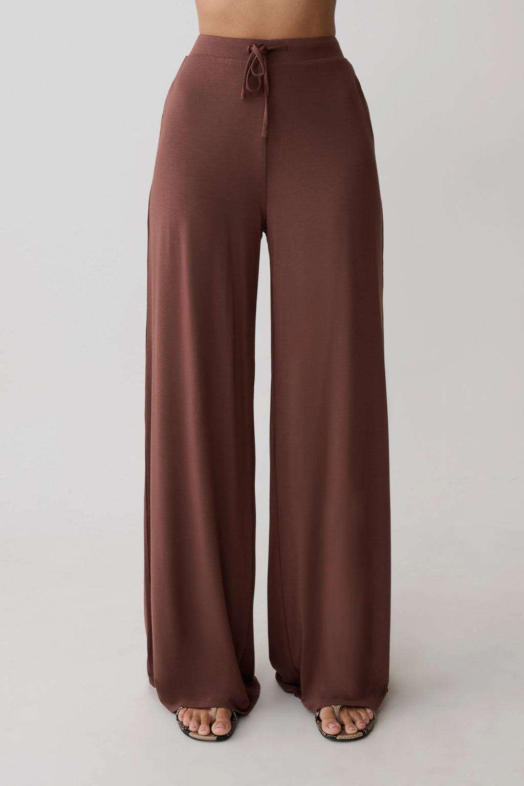 Dewi Wide Leg Modal Pants - Chocolate