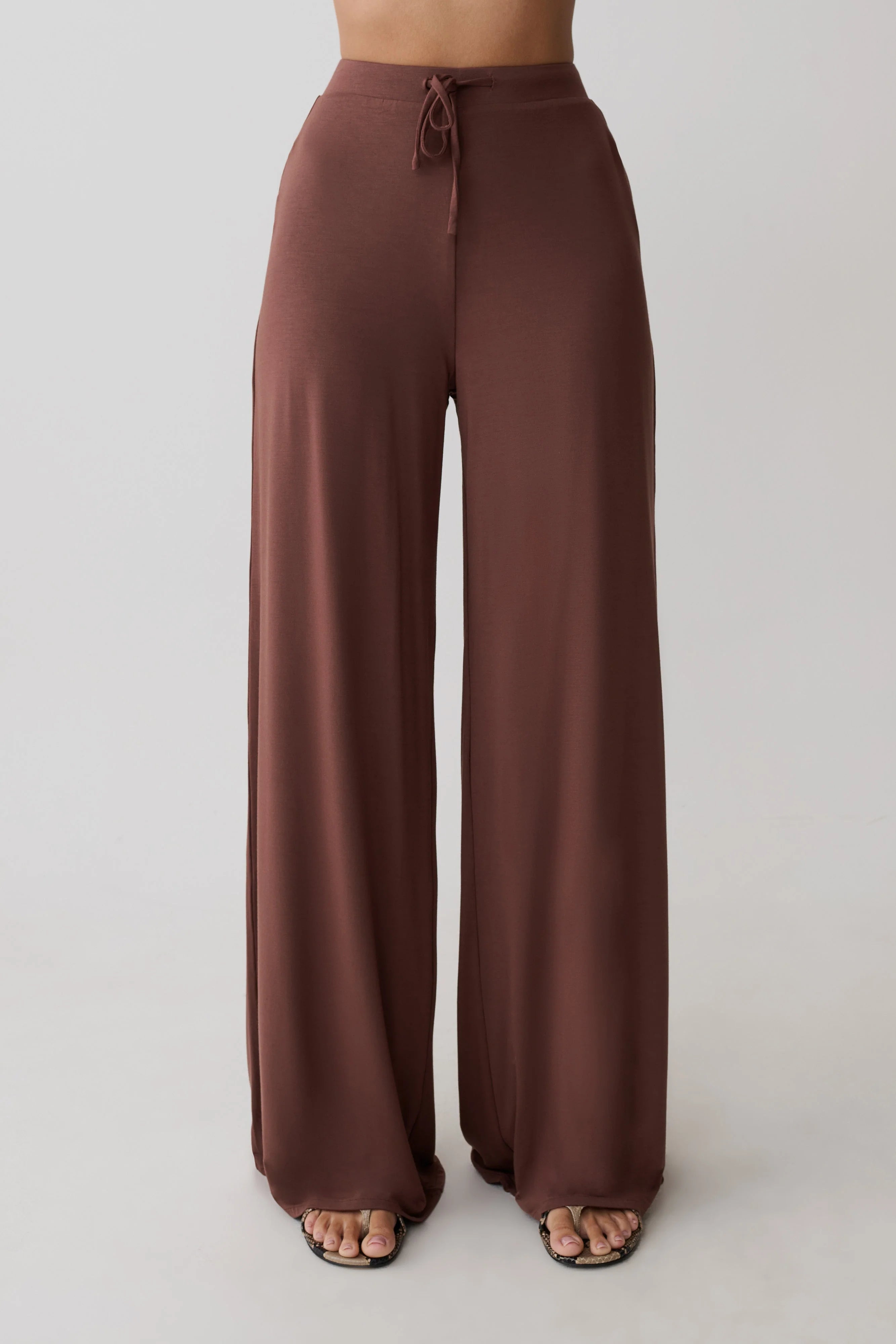 Dewi Wide Leg Modal Pants - Chocolate