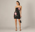 Strapless Lotus Floral Mini Dress In Black Multi
